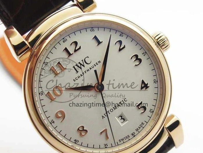 MIROTIME 1221 Neat Da Vinci IW356601 RG MKF 1:1 Best Edition White Dial On Brown Leather Strap A 7230